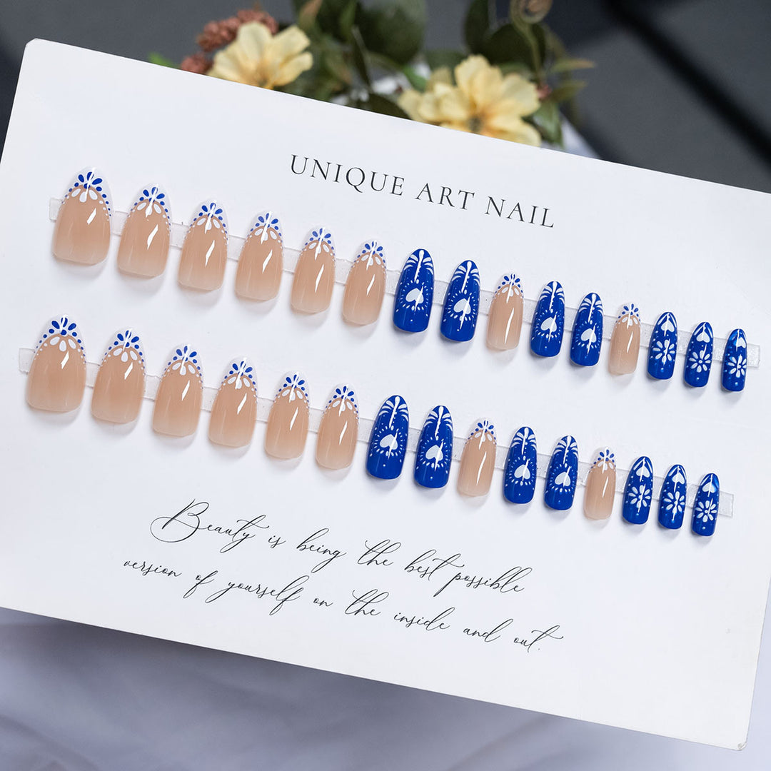 Floral Accent Stiletto Press-On Nägel  1791110680