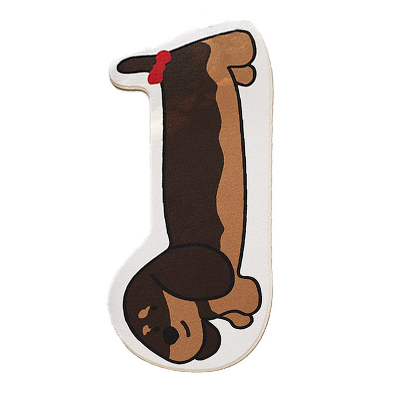 Plush Low-Pile Runner Rug with Realistic Dachshund Silhouette and Non-Slip Backing