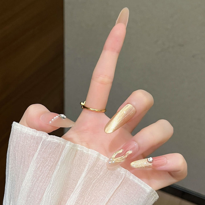Dekorative mit Kristallen verzierte Press-On Nagelkunst Karnz