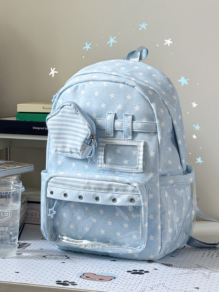 Stilvoller Mehrfach-Taschen Klar-Panel Rucksack Karnz