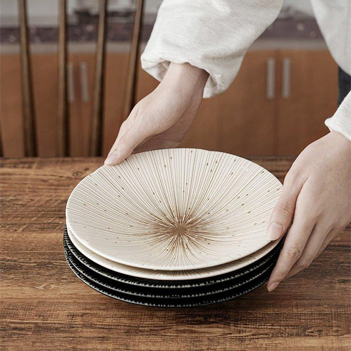 Handgefertigte japanische Mino Ware Keramische zerknitterte Teller | Karnz