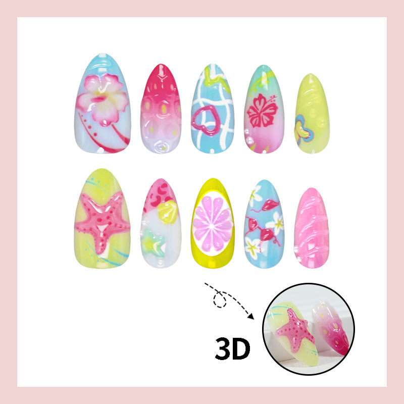 Kunstnagelset mit floralen und fröhlichen Motiven Karnz