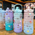 Damen Motivierende Trinkflasche mit interaktivem Sticker-Set Karnz