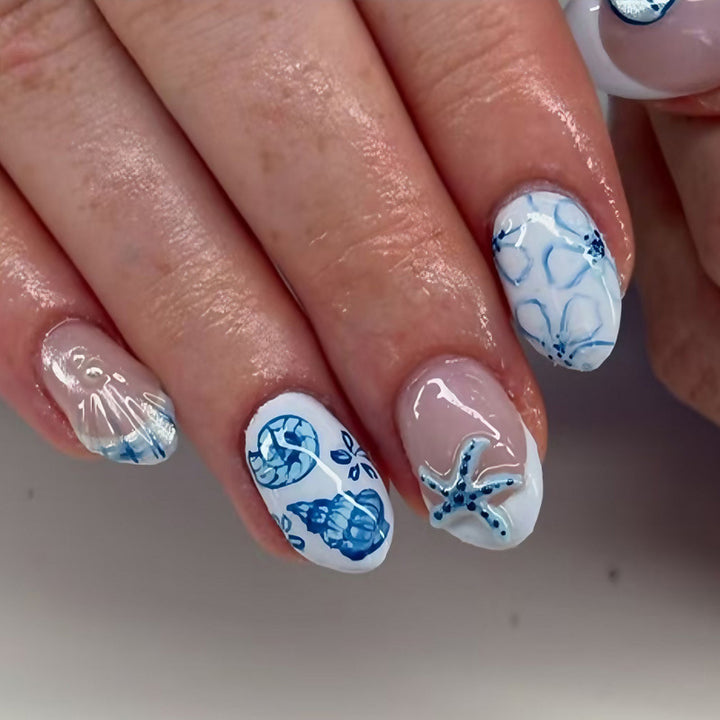 Ozean-Themen Press-On Nagelkunst Set