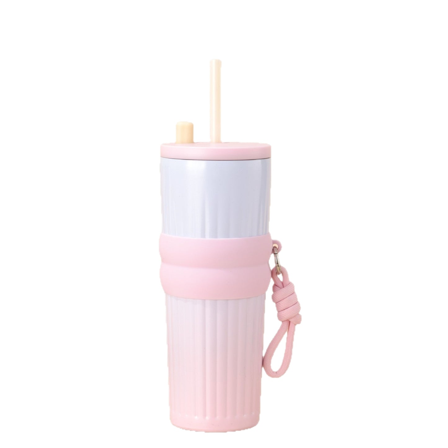 Damen multifunktionale Isoliertrinkflasche mit integriertem Strohhalm und praktischem Tragegriff Karnz
