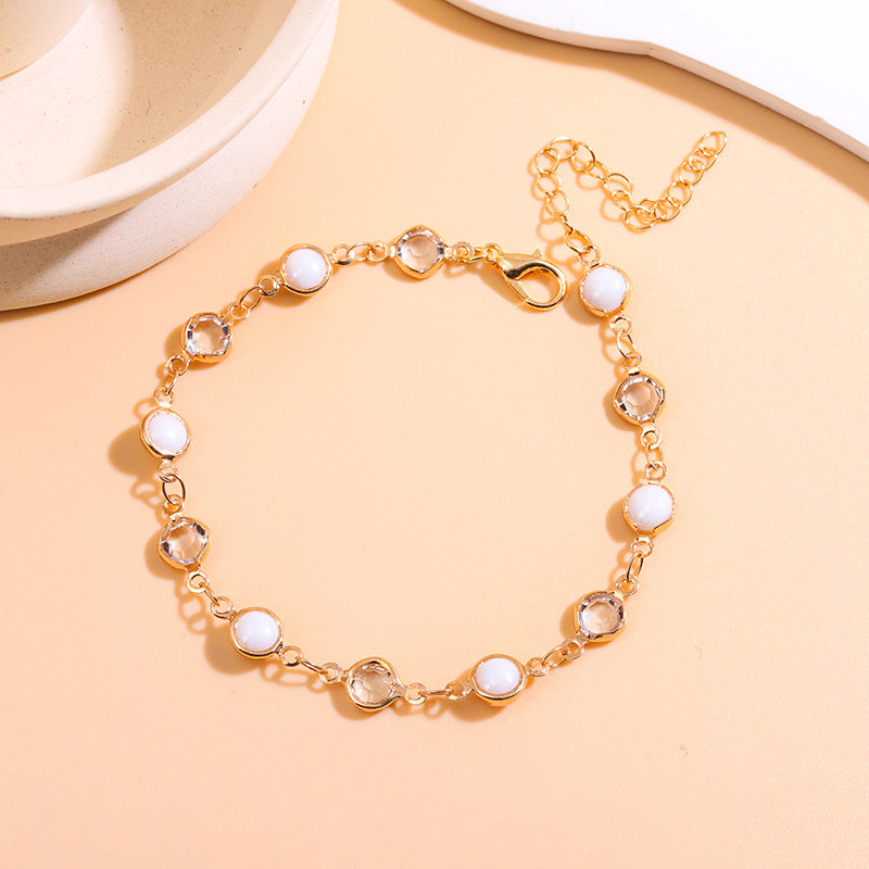 Elegante Perlen Charm Fußkettchen Karnz