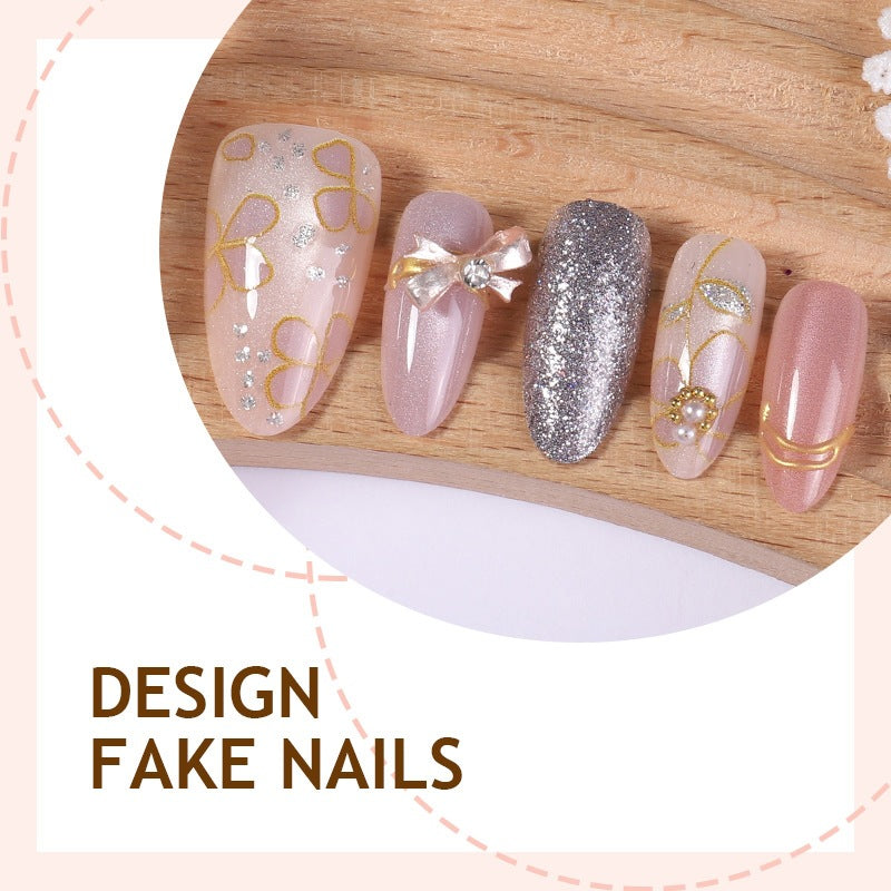 Kunstnagelset mit dekorativen Blüten- und Glitzerverzierungen Karnz