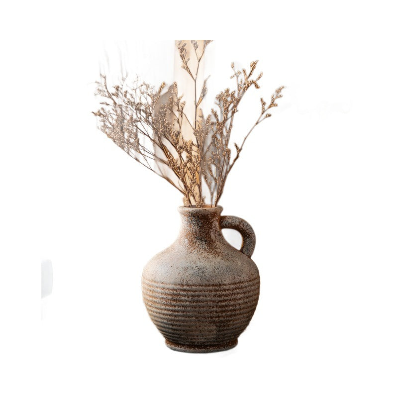 Rustikale Keramikvase mit Griffen Karnz