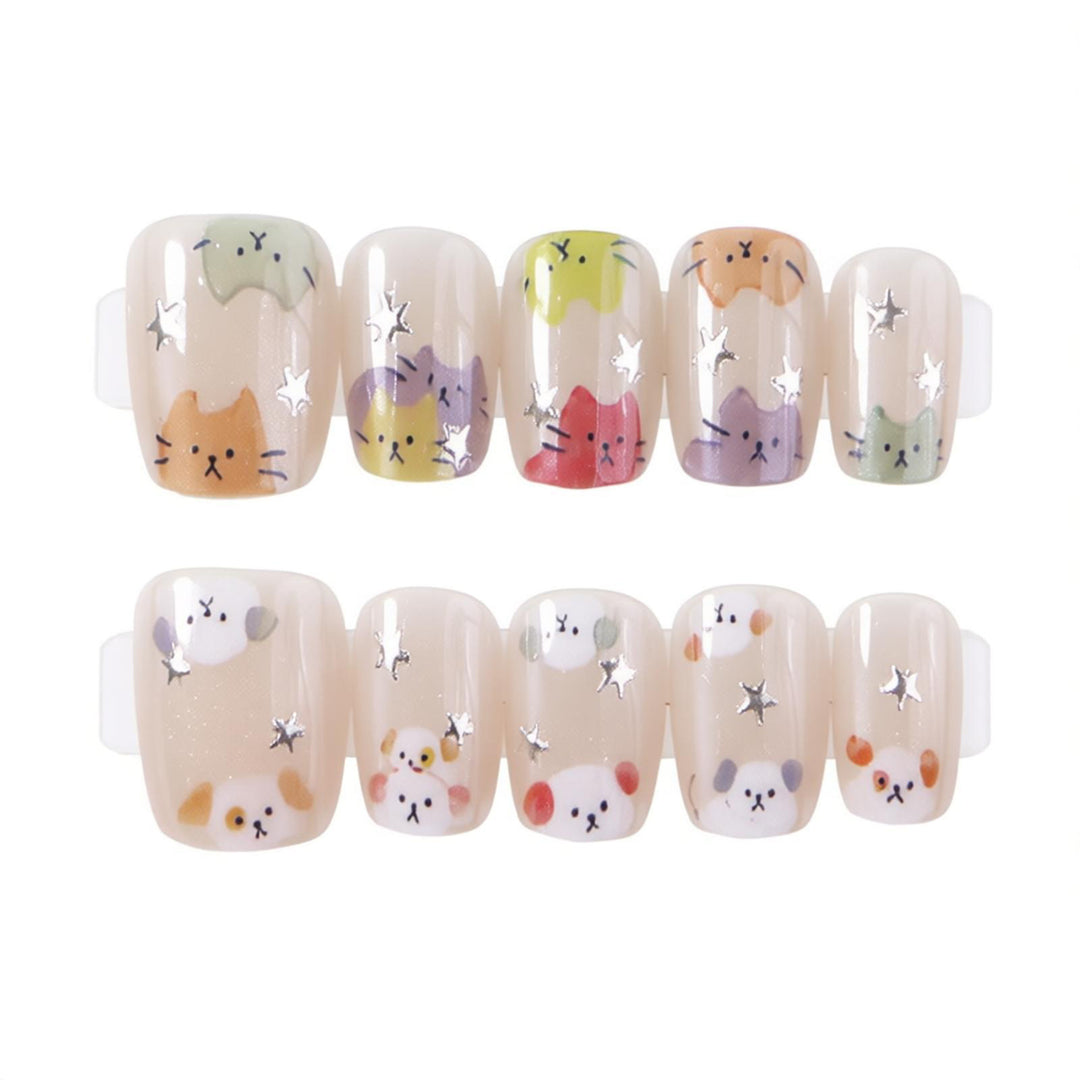 Verspieltes Katzen-Themen Press-On Nagelset Karnz