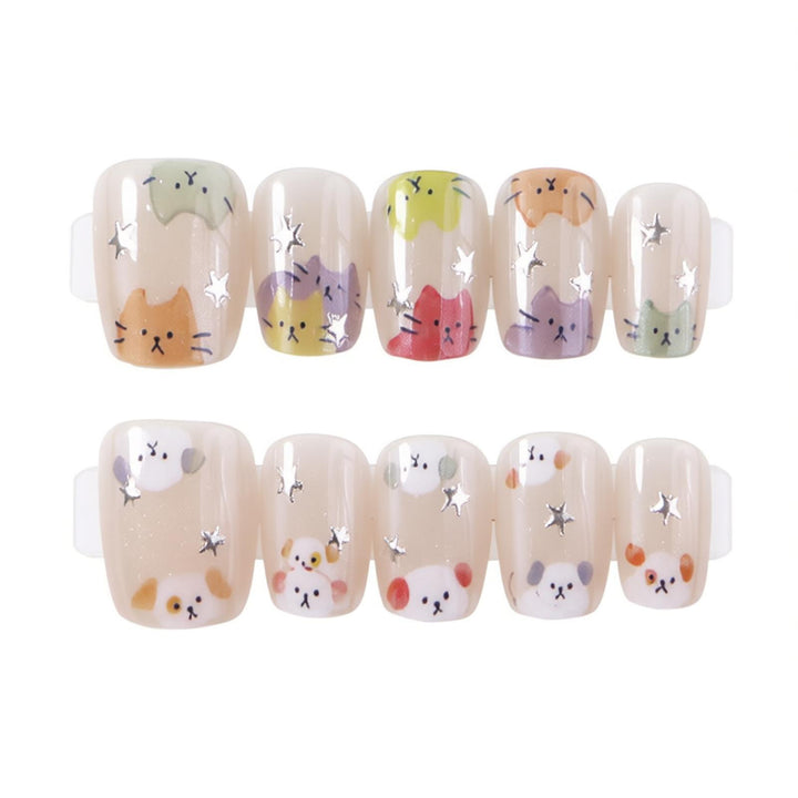 Verspieltes Katzen-Themen Press-On Nagelset Karnz