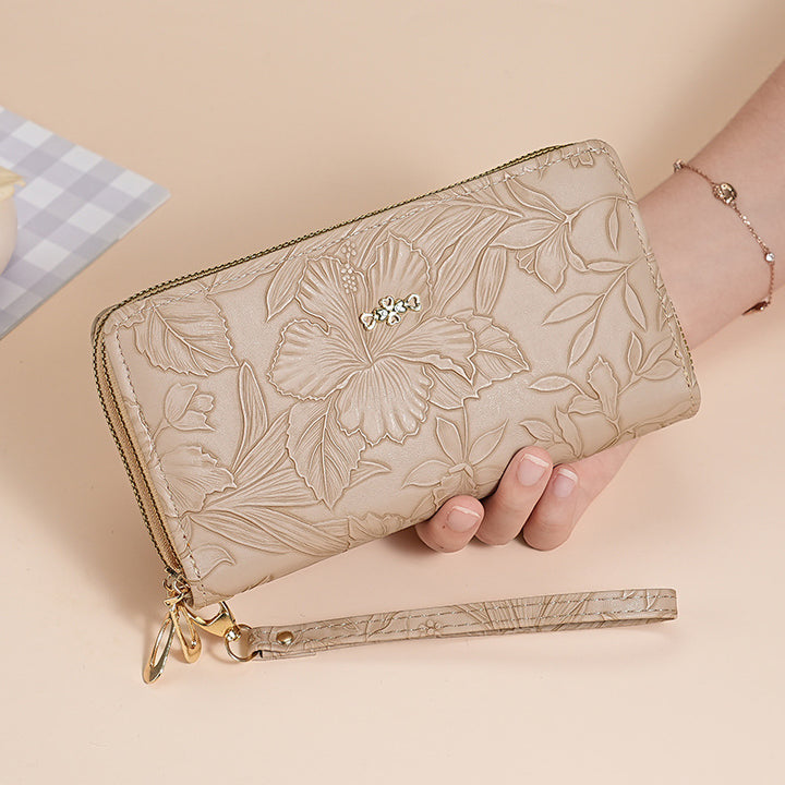 Prägte Leder Handgelenktasche Geldbörse