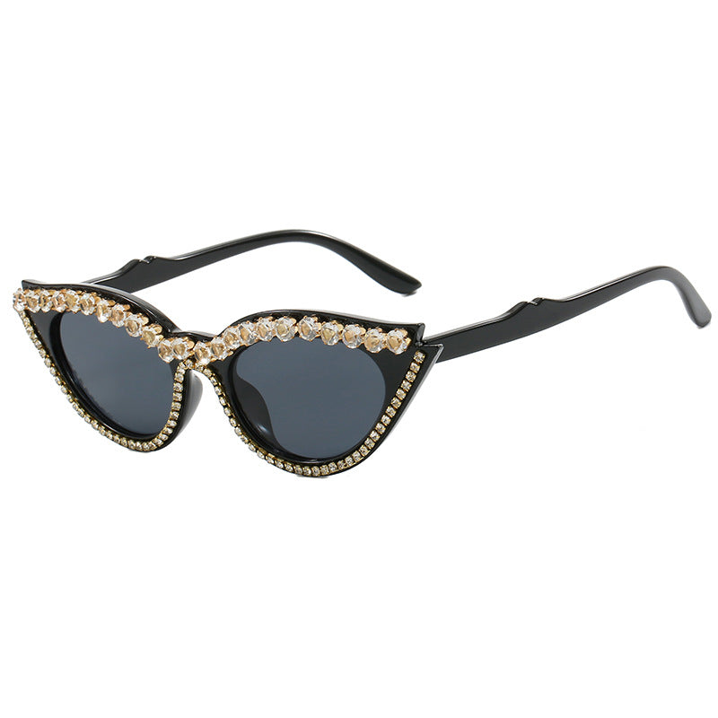 Damen Cat-Eye Sonnenbrille mit funkelndem Strass Karnz