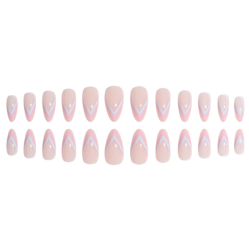 Elegantes geometrisches Press-On-Nagelkunst-Set Karnz