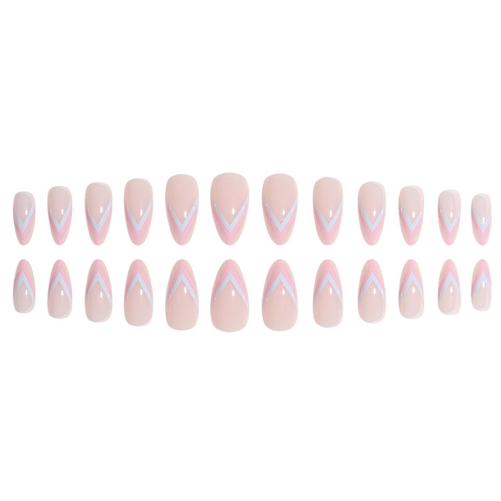 Elegantes geometrisches Press-On-Nagelkunst-Set Karnz