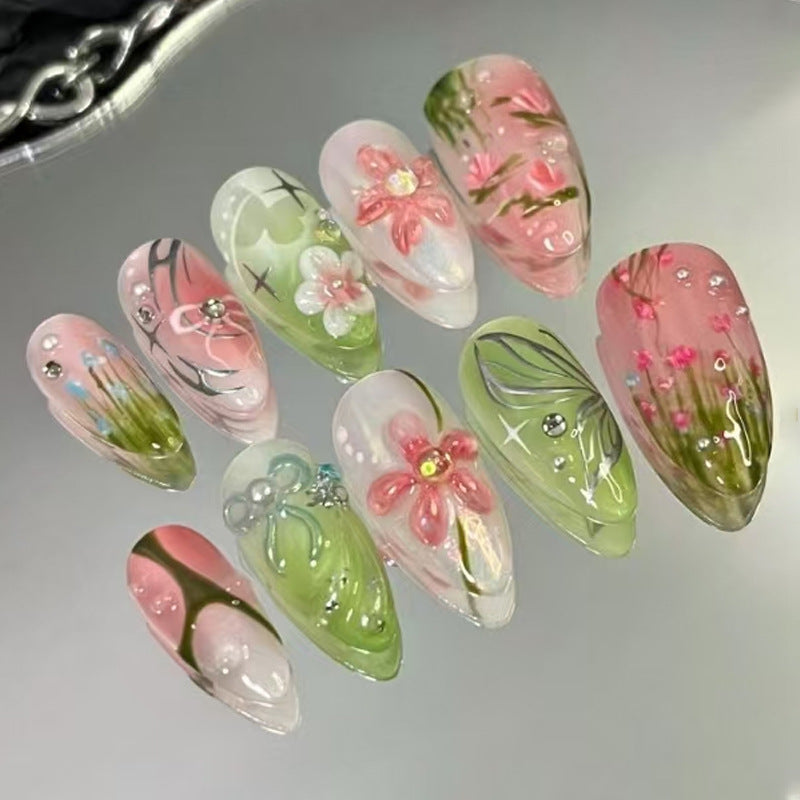 Künstlerisches Floral Design Press-On Nagelset