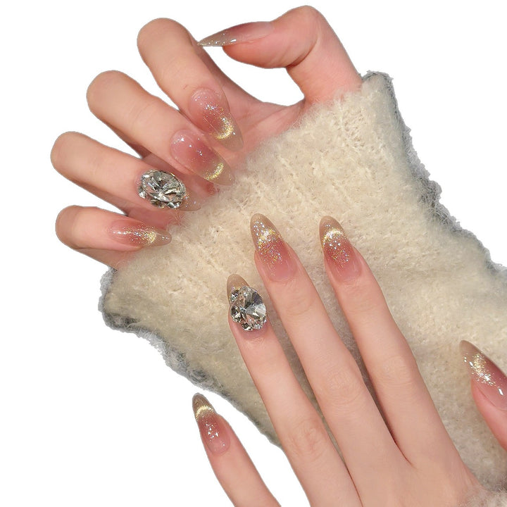 Glamourös Press-On Nagelkunst Set mit eleganten Glitzerakzenten