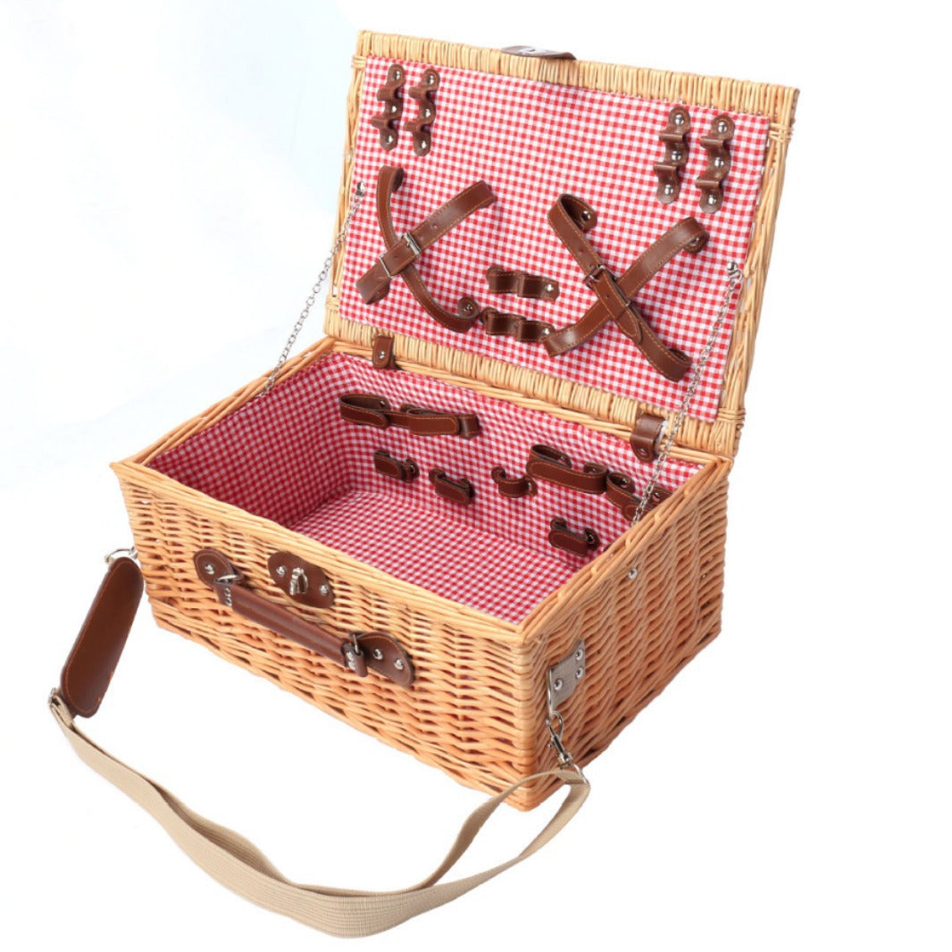 Damen Picknickkorb mit komplettem Geschirrset und praktischem Tragegurt Karnz