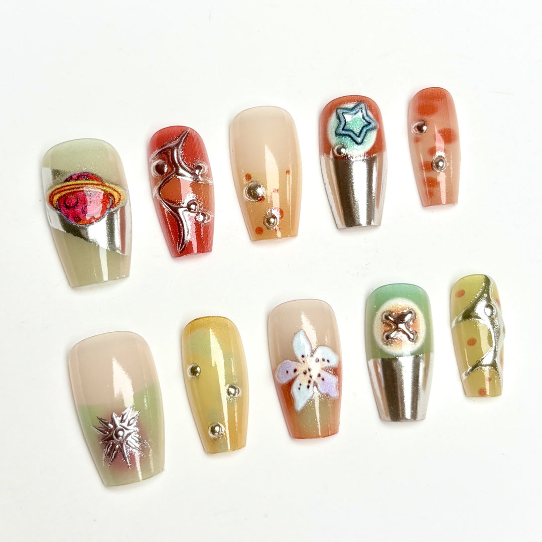 Premium Dekorative Press-On Nagelset 1790745880