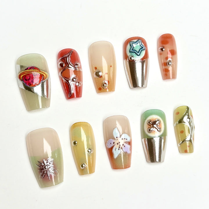 Premium Dekorative Press-On Nagelset 1790745880