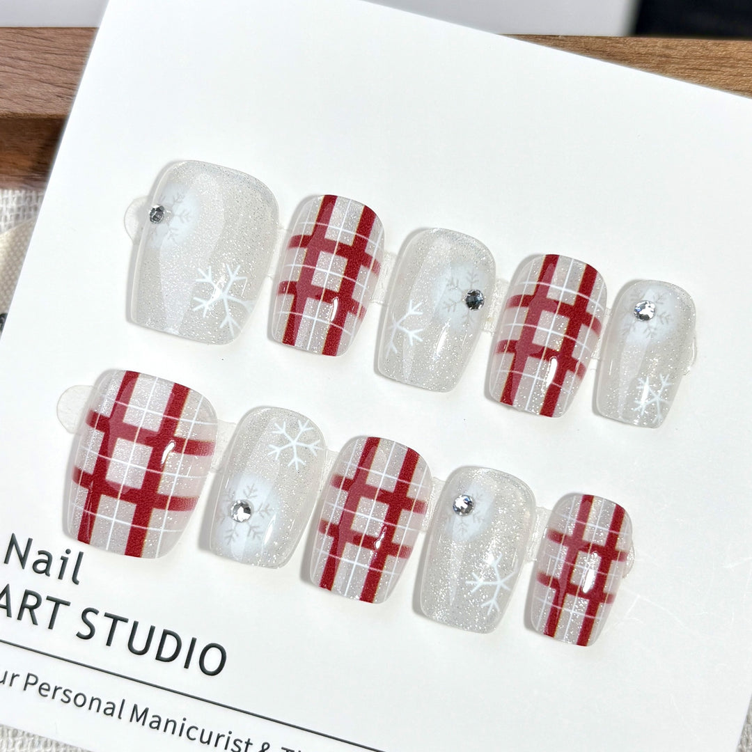 Karo-Muster Press-On Nagelkunst Set