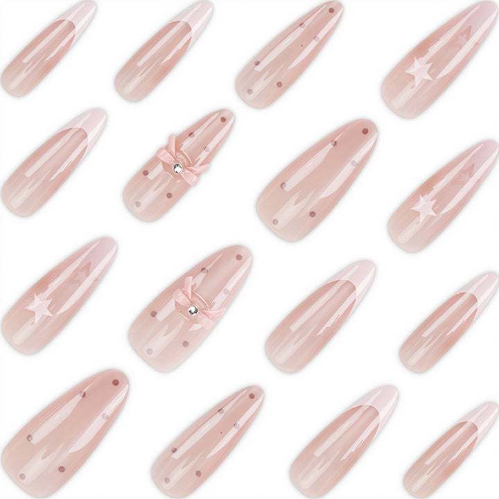 Dekorativer Press-On-Nagelset mit Schleifen- und Stern-Designs Karnz