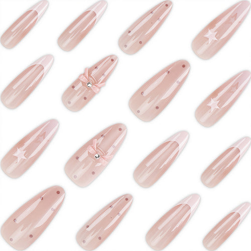 Dekorativer Press-On-Nagelset mit Schleifen- und Stern-Designs Karnz