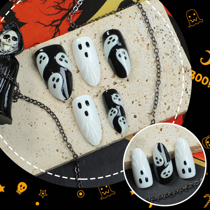 Spooky Ghost-Themen Press-On Nagelkunst