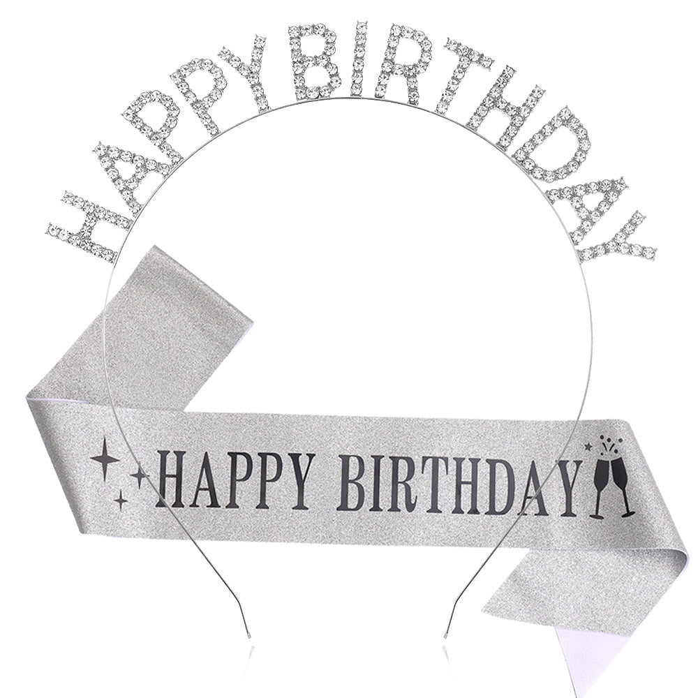 Damen Glitzernder Haarreif mit "Happy Birthday"-Aufschrift Karnz
