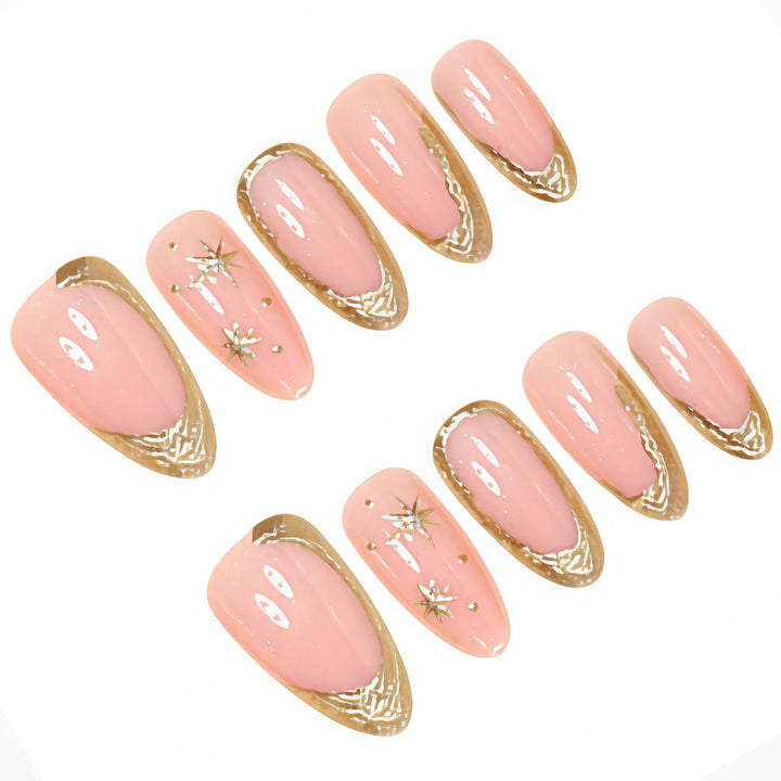 Elegantes Goldfolien-Akzent-Nagelkunst-Set Karnz