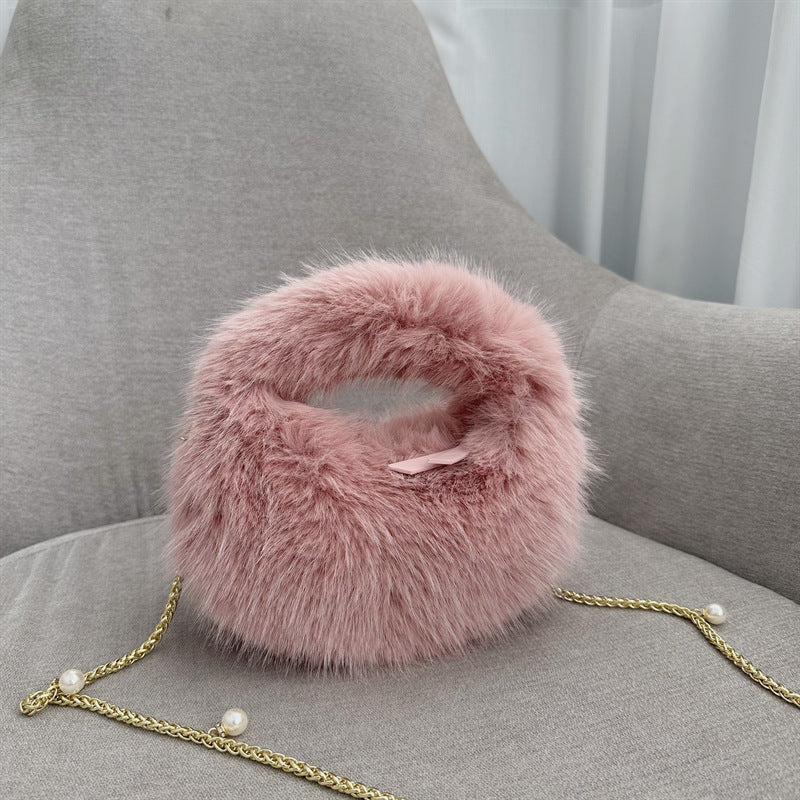 Elegante Faux Fur Rundtasche