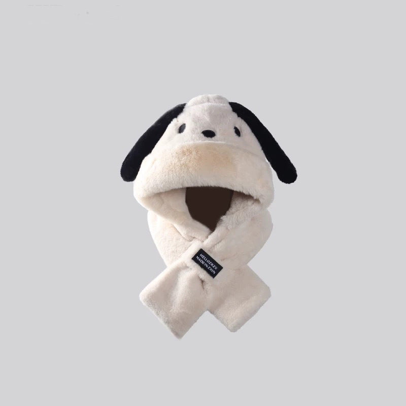 Flauschiger Hundeloch-Hoodie-Schal