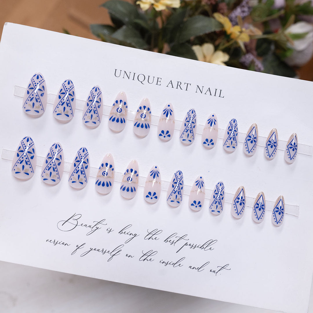Künstlerische Florale Stiletto Druck-Nägel  1791110621