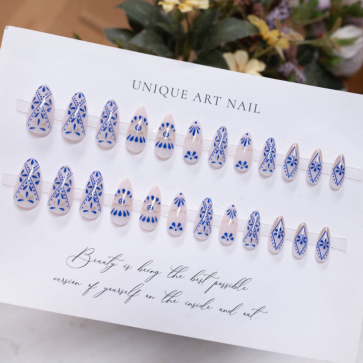 Künstlerische Florale Stiletto Druck-Nägel  1791110621