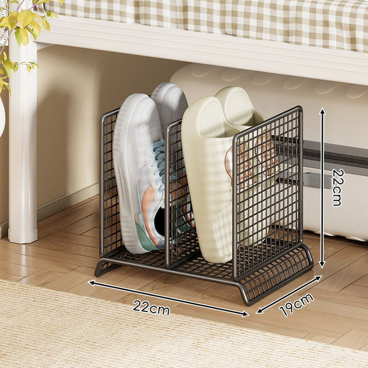 Vertikaler Mesh-Trennschuhregal für kompakte Unter-Bett- und Eingangsbereichspeicherung