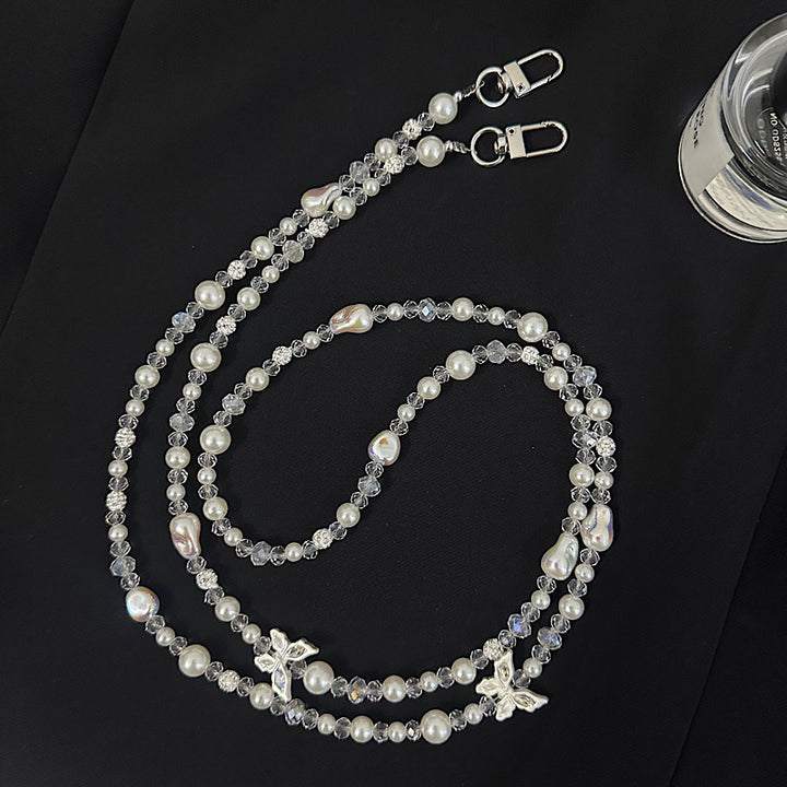Elegante Perlen- und Kristall-Brillekette Karnz