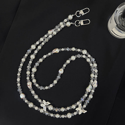 Elegante Perlen- und Kristall-Brillekette Karnz