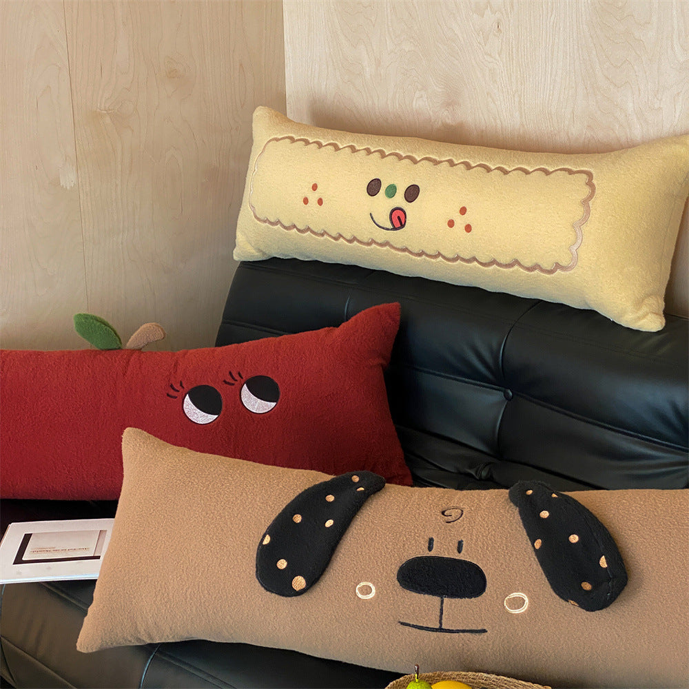Übergroße Plush Dekorative Körperkissen mit gesticktem Gesicht und Applikationen Punkten
