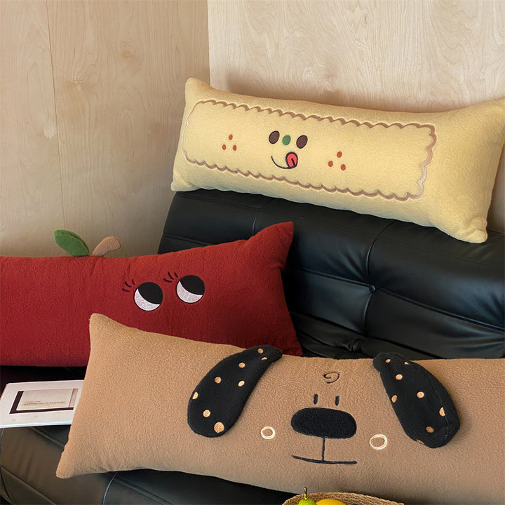 Übergroße Plush Dekorative Körperkissen mit gesticktem Gesicht und Applikationen Punkten