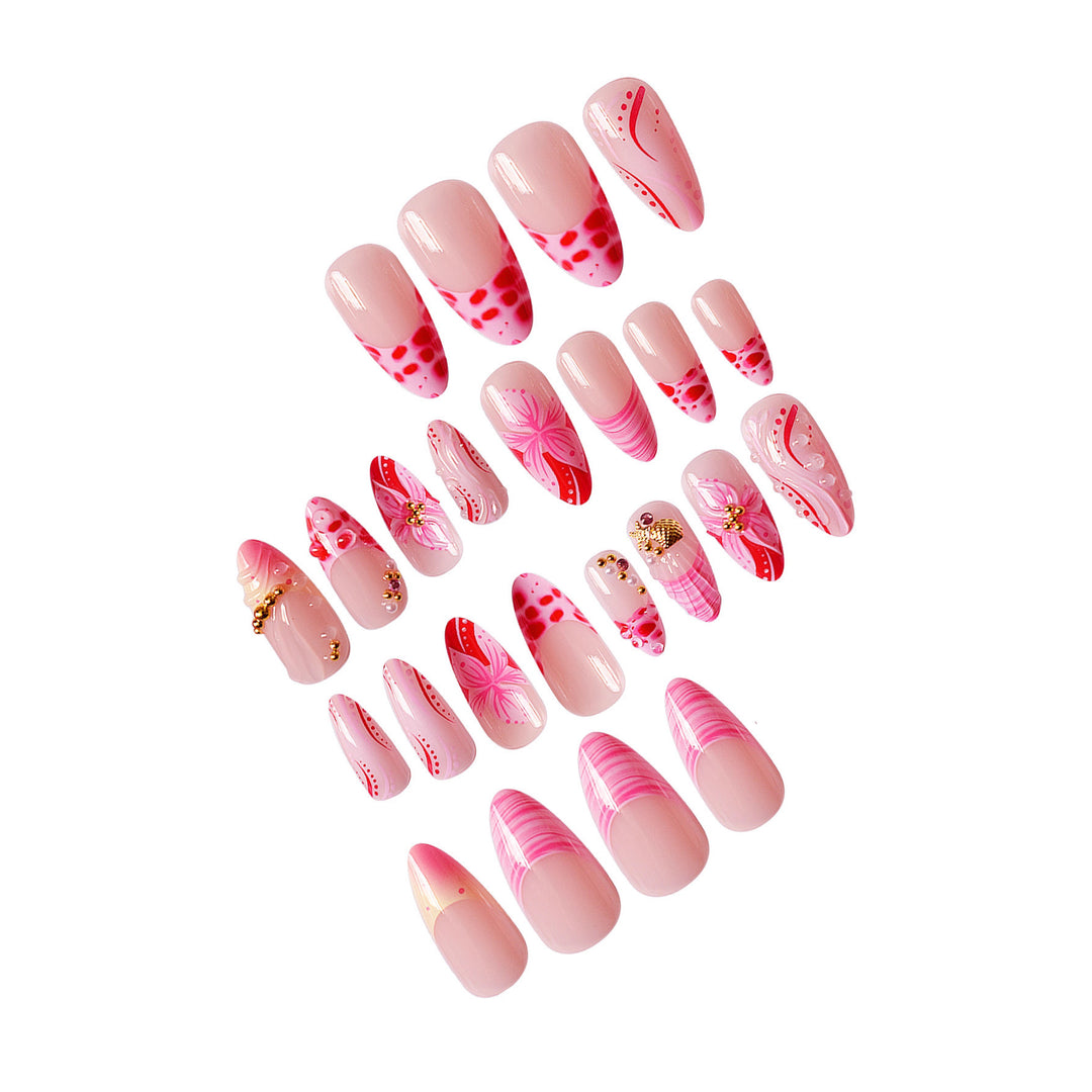 Florales Design Stiletto Press-On Nägel Karnz
