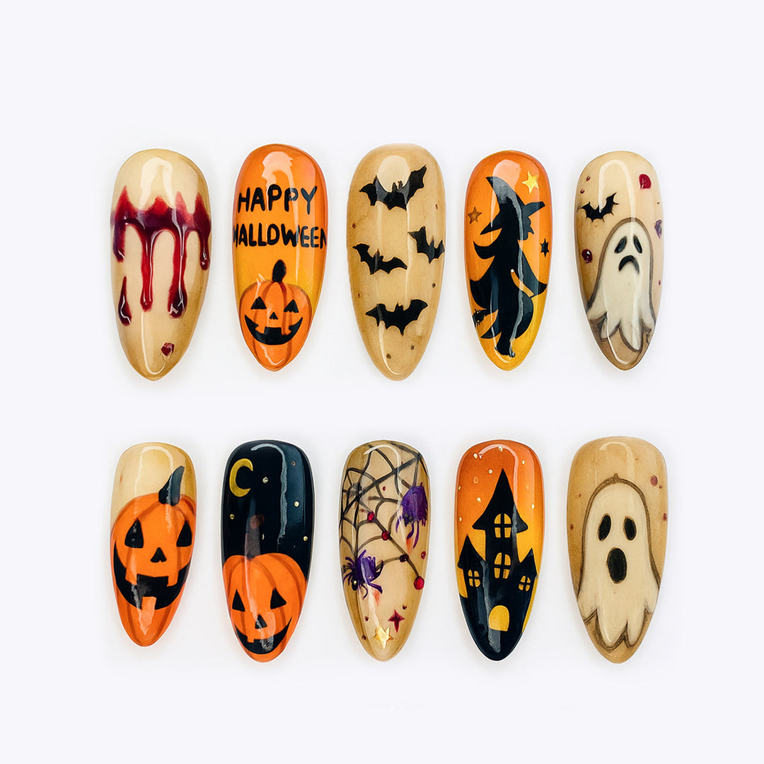 Kreatives Halloween Kunstnagelset mit Gruselmotiven Karnz