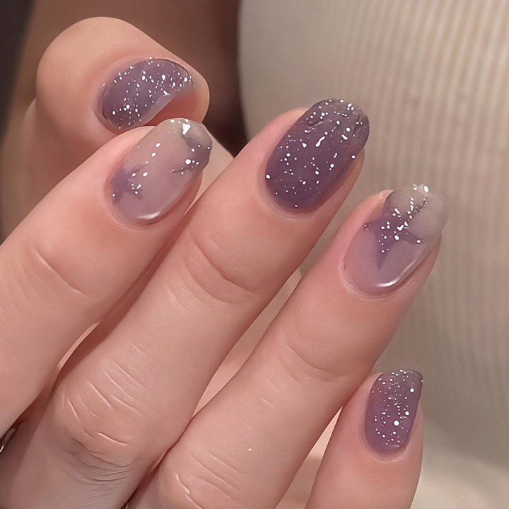 Künstlerisches Ombre Glitzer Press-On Nagelset Karnz