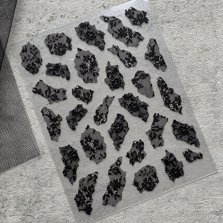Zartes Spitze Nagelkunst Aufkleber Set