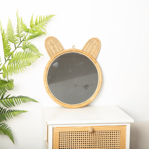 Runde Wandspiegel mit Rattan-Design Karnz