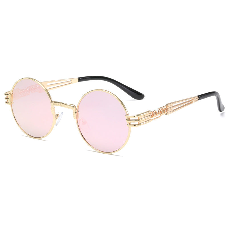 Damen Retro-Inspirierte runde Sonnenbrille mit einzigartigem Metallrahmen Karnz