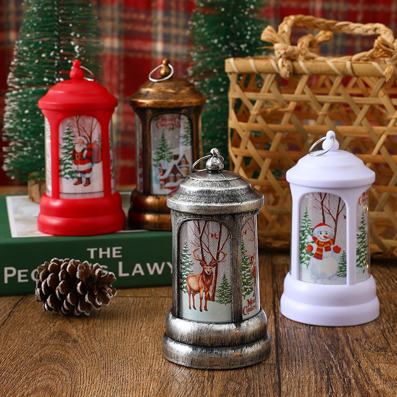 Nostalgische Weihnachtslaterne mit leuchtendem Weihnachtsmann-Motiv Karnz