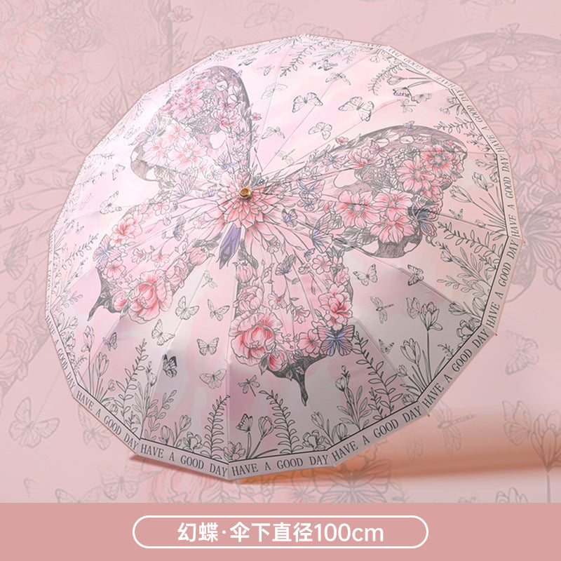 Damen Faltbarer Regenschirm mit floralen Motiven Karnz