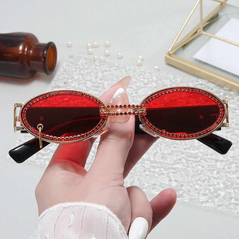 Damen extravagante modische Sonnenbrille mit strassbesetztem Rahmen Karnz