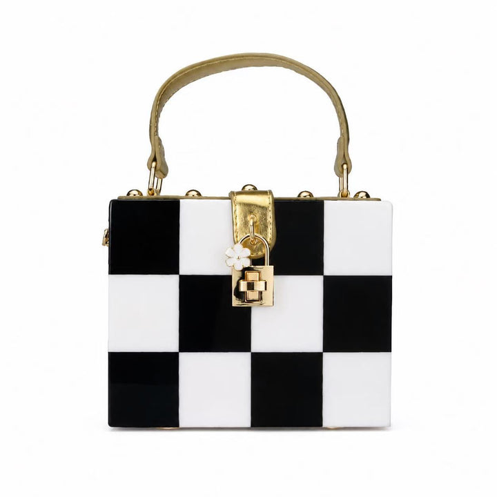 Schachbrett-Patent-Handtasche