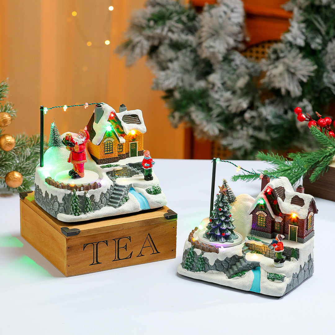 LED Leuchtender Weihnachtsmann Hütte Dekoration Karnz