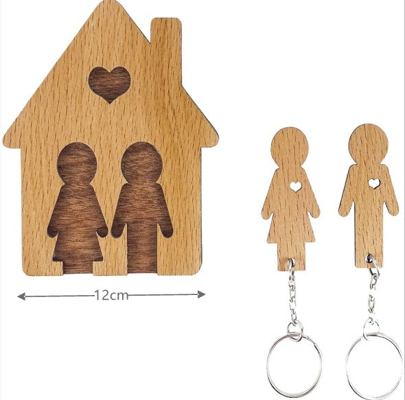 Holz Familien Schlüsselanhänger Halter
